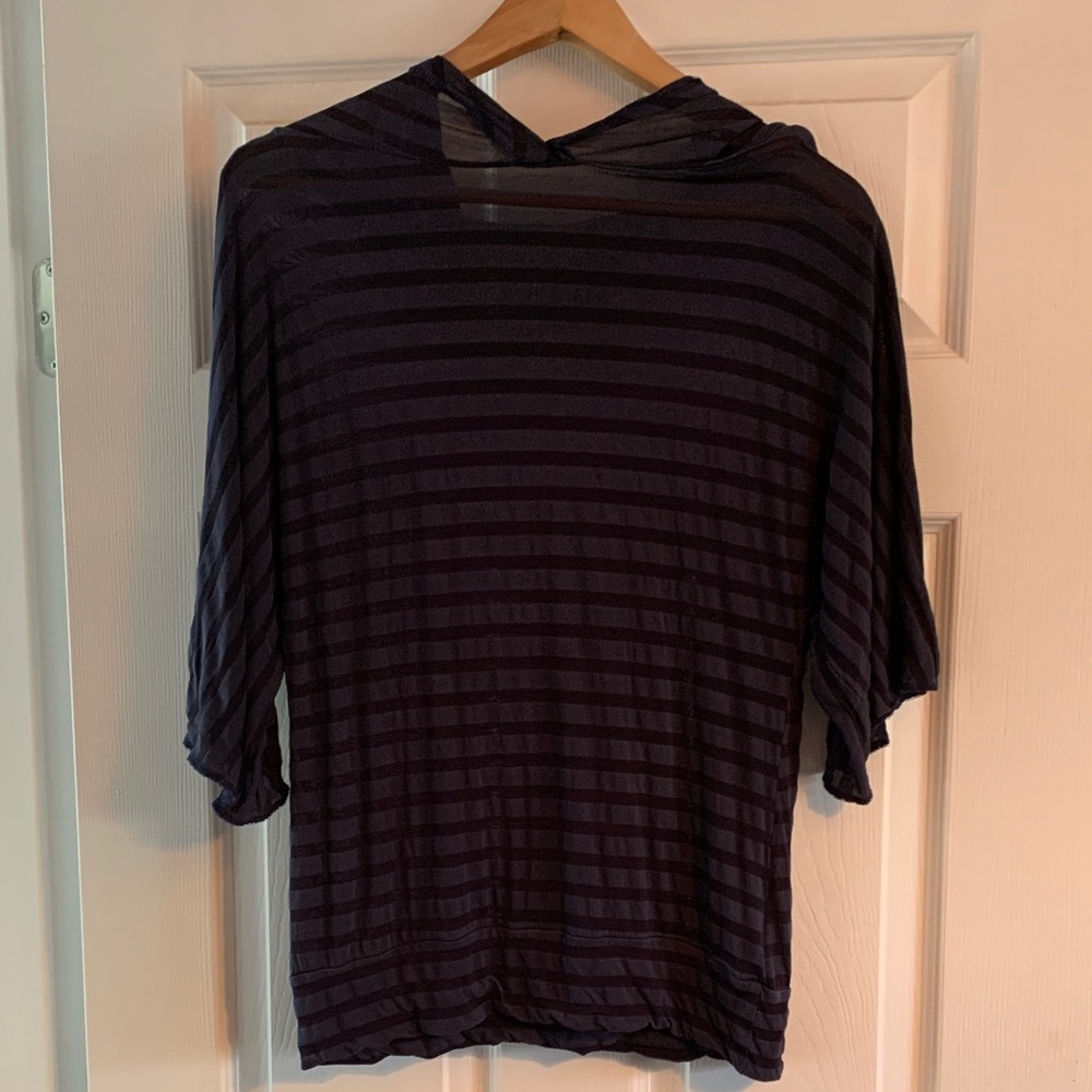 Smoking Lily Sheer Navy Blue Women's Hoodie with Silk Screened Plant on Back